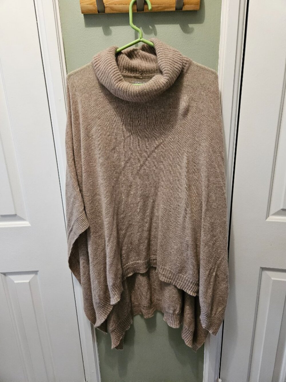 J. Crew Wool Cashmere Blend Turtleneck Poncho Sweater Tan One Size from 2025